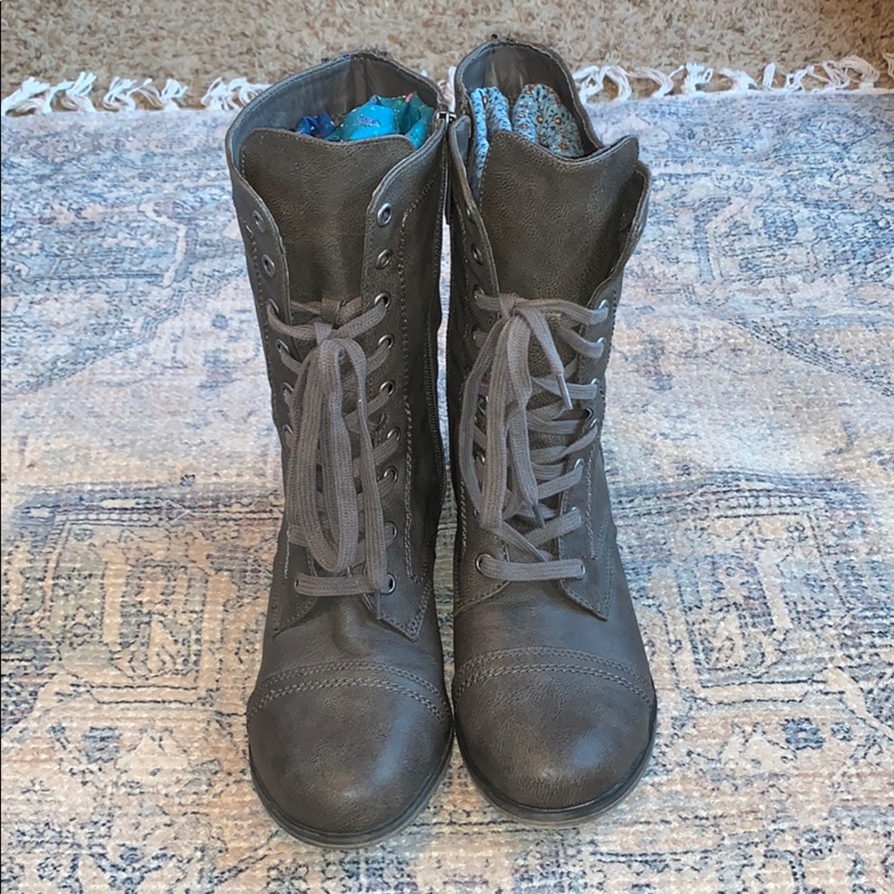 Gray Combat Boots